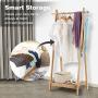 LANGRIA Foldable Bamboo Clothes Laundry Rack with 4 Side Hooks Lower Shoe Shelf for Extra Storage Space A-Frame Design Garment Stand, Bamboo Natural Color LANGRIA Foldable Bamboo Clothes Laundry Rack with 4 Side Hooks Lower Shoe Shelf for Extra Storage Space A-Frame Design Garment Stand, Bamboo Natural Color