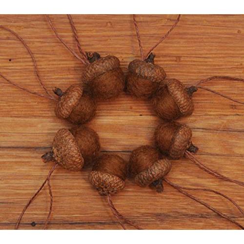 Chestnut Brown Felted Acorn Ornaments, also available without hangers