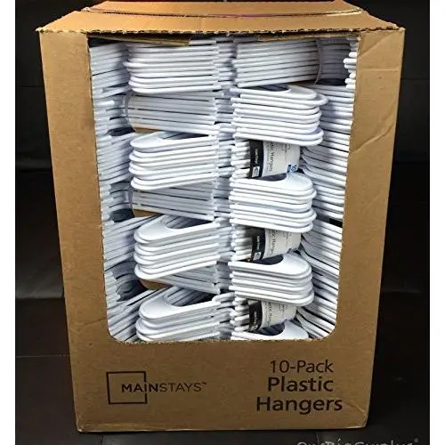 Lot 100 Mainstays Plastic Tubular Slotted White Adult Clothing Clothes Hangers Lot 100 Mainstays Plastic Tubular Slotted White Adult Clothing Clothes Hangers