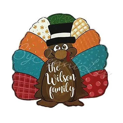 Gobble Til You Wobble Turkey Wood Door Hanger, Thanksgiving Wreath Wood Sign, Turkey Day Door Decor, Family Name Gift, Housewarming Gift