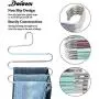 DOIOWN S-Type Stainless Steel Clothes Pants Hangers Closet Storage Organizer for Pants Jeans Scarf Hanging (14.17 x 14.96ins, Set of 3) (5-Pieces-Teal&Pink(Upgrade Style))