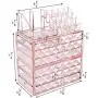 Ikee Design Acrylic Diamond Pattern Jewelry & Cosmetic Storage Display Boxes 3 Pieces Set, Pink