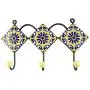 Indianshelf Handmade 1 Artistic Vintage Blue Ceramic Wheel Flower Key Hooks Tile Hanger/Wall Hooks Decorative Indianshelf Handmade 1 Artistic Vintage Blue Ceramic Wheel Flower Key Hooks Tile Hanger/Wall Hooks Decorative