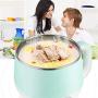 DCIGNA Electric Hot Pot, 1.5L Electric Noodle Cooker, Stainless Steel Mini Shabu Hot Pot, Perefect For Boiling Water, Ramen, Egg, Pasta, Dumpling, Soup, Oatmeal (Blue)