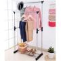 Double Heavy Duty Rail Portable Clothes Hanger Rolling Garment Rack Adjustable