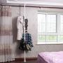 soges Standing Tension Rod Drying Rack Hat Clothes Rack Laundry Hanging Rack, Adjustable Height No Drill Easy Assemble, Stainless Steel 5.9~10.17 ft, White KS-D6011-WH