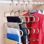 DOIOWN 6 Pack Pants Hangers S-Shape Stainless Steel Clothes Hangers Space Saving Hangers Closet Organizer for Pants Jeans Scarf(5 Layers,6Pcs) (6-Pieces)
