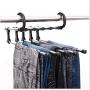 5pcs Random Color Fashion 5 in 1 Pant Rack Shelves Stainless Steel Clothes Hangers Multi-Functional Wardrobe Magic Hanger Space Saving Hangers