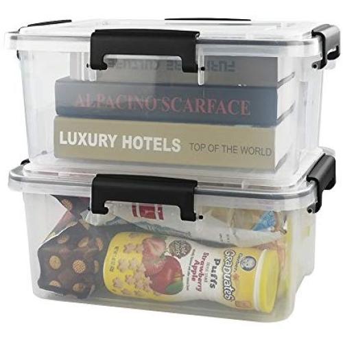 Fiaze 2-Pack 10 L Clear Latch Boxes with Lid, Plastic Storage Box