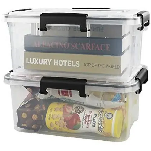 Fiaze 2-Pack 10 L Clear Latch Boxes with Lid, Plastic Storage Box Fiaze 2-Pack 10 L Clear Latch Boxes with Lid, Plastic Storage Box