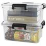 Fiaze 2-Pack 10 L Clear Latch Boxes with Lid, Plastic Storage Box