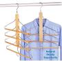 BESTOOL Pants Hangers, Wooden Pant Hangers, Non Slip Wood Hangers Clothes Hangers for Closet Space Saving, Heavy Duty Coat Hanger Huggable Baby Hangers, Dual-use Trouser Hanger