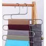 LEF 3-Pack S-Type Stainless Steel Hangers for Space Consolidation, Scarfs, Closet Storage Organizer for Pants, Jeans, Ties, Belts, Towels