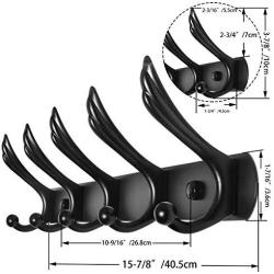 WEBI Coat Rack Wall Mounted,Coat Hanger Wall Mount,5 Hooks for Hanging Coats,Hook Rack,Hook Rail for Hats,Towel,Jacket,Clothes,Black,2 Packs