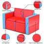 HONEY JOY Kids Sofa, 2-in-1 Multi-Functional Kids Table & Chair Set, 2 Seat Couch with Storage Boxes for Boys & Girls