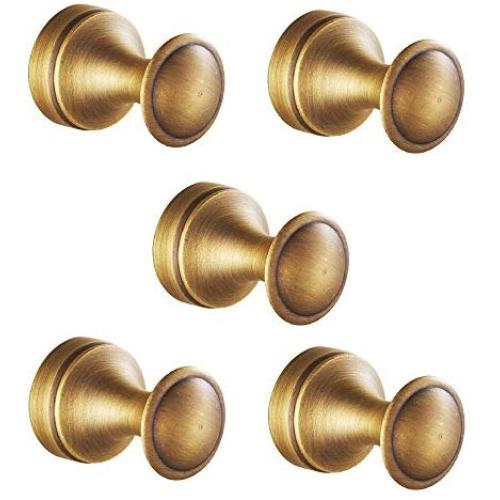 Leyden TM 5 Pcs Antique Brass Coat Hooks Wall Mounted Hangers Hardware Hanging Clothes Hat for Bathroom Accessories