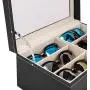 Leather 12 Piece Eyeglasses Storage and Sunglass Glasses Display Drawer Lockable Case Storage Boxes Organizer Black Leather 12 Piece Eyeglasses Storage and Sunglass Glasses Display Drawer Lockable Case Storage Boxes Organizer Black
