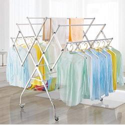 PLLP Drying Rack Hangers Airer Largescale Drying Rack Stainless Steel When Landing Folding Suntank Frame Large Balcony Mobile Villa Courtyard Hanger Space Saving Clothes Rack