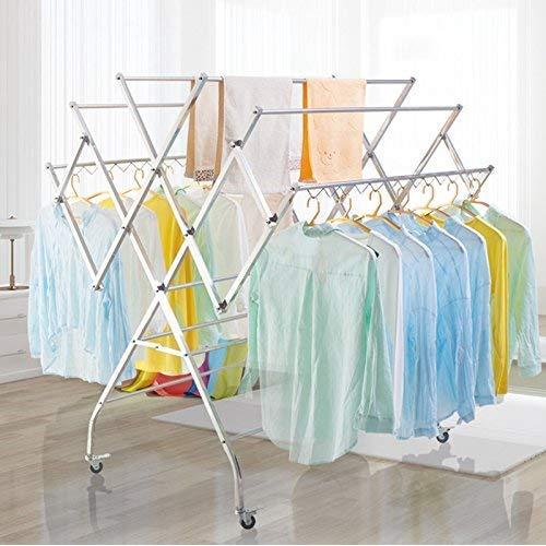 PLLP Drying Rack Hangers Airer Largescale Drying Rack Stainless Steel When Landing Folding Suntank Frame Large Balcony Mobile Villa Courtyard Hanger Space Saving Clothes Rack