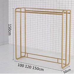 WZP Clothing Display Stand,Double-Sided Hanging Rod with Storage Board Clothing Display Stand,Household Coat Rack Hanger Bearing Strong/Golden / 120cm