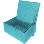 Sorbus Storage Boxes Woven Basket Bin Container Tote Cube Organizer Set Stackable Storage Basket Woven Strap Shelf Organizer Built-in Carry Handles (Woven Lid Baskets - Aqua)
