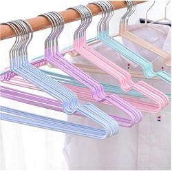 10PC Random Color Stainless Steel Clothes Hanger Decoration Non-Slip Space Saving Clothes Hangers with Hook Closet Organizer Drying Racks