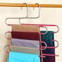 HuaQi S Shape Clothes Pants Hangers Non Slip Closet Storage Organizer Multi Space Saving Hanger for Pants Jeans Belt Tie Scarf Legging (6pcs Rose)