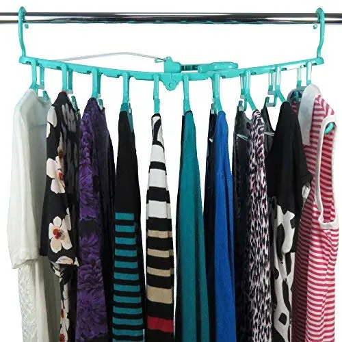 HANGERWORLD 10 Turquoise Plastic Hanger Frame Indoor Outdoor Clothes Garment Dryer Space Saving Drop Down Action HANGERWORLD 10 Turquoise Plastic Hanger Frame Indoor Outdoor Clothes Garment Dryer Space Saving Drop Down Action