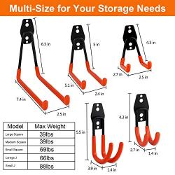 Dirza Steel Garage Storage Utility Double Hooks, Heavy Duty U- Hooks for Organizing Power Tool, Ladder, Bulk Items, Shovel, Ropes 5 Pack