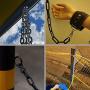 50 Feet Black Plastic Chain - Plastic Safety Barrier Chain for Crowd Control, Parking Barrier and Delineator Post with Base - Safety Security Chain with 6 Carabiner D Rings, 8 S-Hooks, and Zip Ties