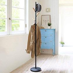 Simple Iron Wood Floor Hangers Coat Racks Landing Bedroom Hangers European Style Clothes Hanger 32cm32cm175cm ( Color : Brown )