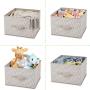 mDesign Soft Fabric Closet Storage Organizer Holder Cube Bin Box, Open Top, Front Handle for Closet, Bedroom, Bathroom, Entryway, Office - Chevron Print, 10 Pack - Taupe/Natural