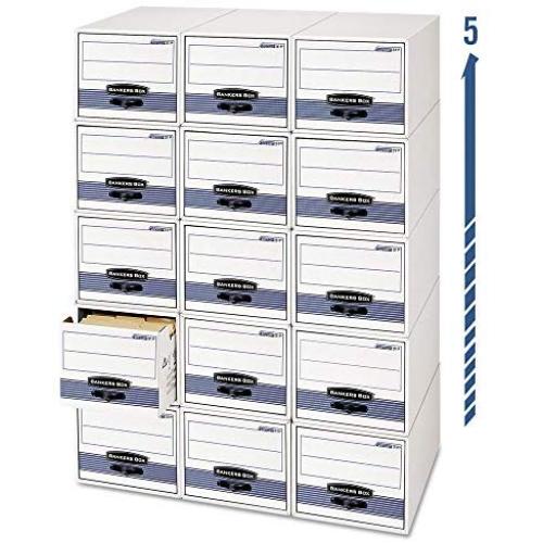 Bankers Boxes 00311 Stor/drawer Steel Plus Storage Box, Letter, White/blue, 6/carton