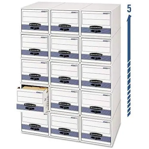 Bankers Boxes 00311 Stor/drawer Steel Plus Storage Box, Letter, White/blue, 6/carton Bankers Boxes 00311 Stor/drawer Steel Plus Storage Box, Letter, White/blue, 6/carton