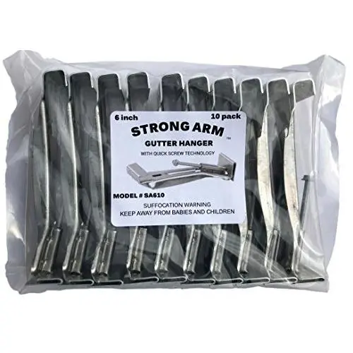 Quick Screw 6" 10 Pack Heavy Duty Hidden Rain Gutter Bracket Hook Hangers With Clip