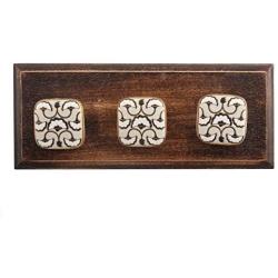 Indianshelf Handmade 1 Artistic Vintage Black Wooden Square Rail Hooks Hangers/Towel Holder Kitchen