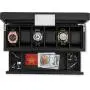 Glenor Co Watch Boxes with Valet Drawer for Men - 6 Slot Luxury Watch Case Display Organizer, Carbon Fiber Design -Metal Buckle for Mens Jewelry Watches, Mens Storage Holder Boxes has a Large Glass Top