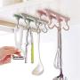Unilive Foldable Wall Hanging Hook Rack,Strong Adhesive Storage Rack for Kitchen Home Bathroom Towel Clothes Plastic Hanger 6 Hooks Space Saving Racks (Light Pink)