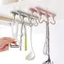 Unilive Foldable Wall Hanging Hook Rack,Strong Adhesive Storage Rack for Kitchen Home Bathroom Towel Clothes Plastic Hanger 6 Hooks Space Saving Racks (Light Blue)