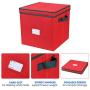 Primode Holiday Ornament Storage Box, 4 Layers, Fits 64 Ornaments Balls, Constructed of Durable 600D Oxford Material Red