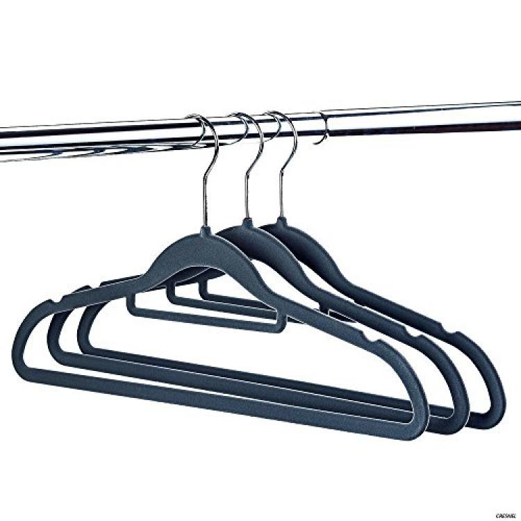 MIZGI Premium Velvet Hangers (Pack of 50) Heavyduty- Non Slip No Shoulder  Bump Suit Hangers - Chrome Hooks,Space Saving Clothes Hangers,Rounded