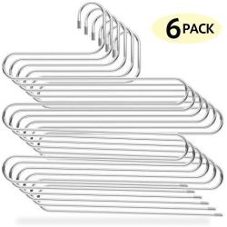 Zotoyi S Shaped Hanger Pants Hangers, Updated Non Slip Clothes Hanger Space Saving for Jeans Trousers Slacks Leggings -6 Pack