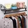 LANN Retro Iron Wall-Mounted Floating Coat Rack,with Shelf Wall Shelf Storage Racks Display Stand Hangers Clothes Drying Rack Heavy Duty (Color : Black, Size : 80cm) LANN Retro Iron Wall-Mounted Floating Coat Rack,with Shelf Wall Shelf Storage Racks Display Stand Hangers Clothes Drying Rack Heavy Duty (Color : Black, Size : 80cm)