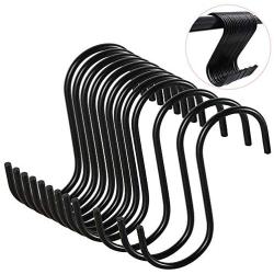 12 Pack 3.5 inch Heavy Duty （30lb MAX） S Shaped Hooks Hanging Hangers Hooks Black Hanging Hook Anti-Rust Hanging Hook for Hanging Pans Pots Bags Towels