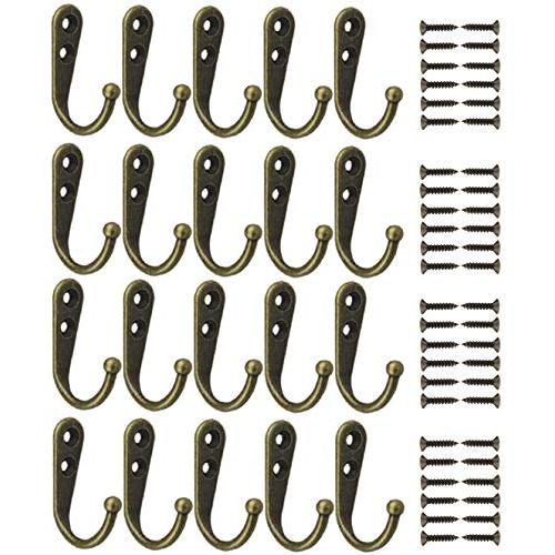22pcs Vintage Retro Bronze Robe Hooks Wall Mounted Single Key Hook Hangers with 48pcs Screws
