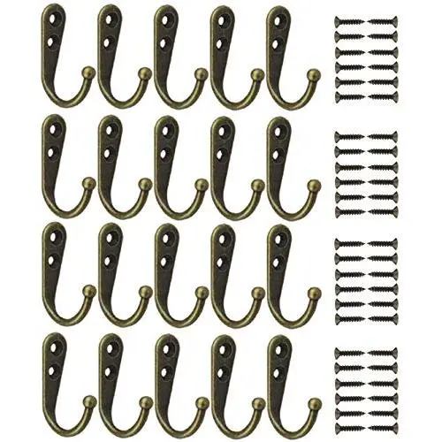 22pcs Vintage Retro Bronze Robe Hooks Wall Mounted Single Key Hook Hangers with 48pcs Screws 22pcs Vintage Retro Bronze Robe Hooks Wall Mounted Single Key Hook Hangers with 48pcs Screws
