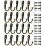 22pcs Vintage Retro Bronze Robe Hooks Wall Mounted Single Key Hook Hangers with 48pcs Screws