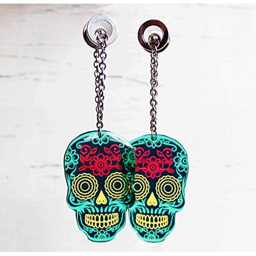 skull ear weight dangle plug ear plug 0g plug dangle gauge earring plug and tunnel ear hanger plug 00 gauge 5/8 plug 30mm plug 9/16 plug 1/2