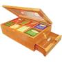 iBambooMart Tea Storage Boxes Organizer Chest - 100% Bamboo Tea Bag Holder | 8 Storage Compartments Organizer with Drawer | Great Gift Idea
