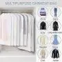 Garment Bags, 10 Pack Translucent Clothes Dust Cover, Breathable Full Zipper Hanging Dress Bag Washable Lightweight Moth-Proof Garment Cover Bags for Closet Storage and Travel (24" x 40" /47)